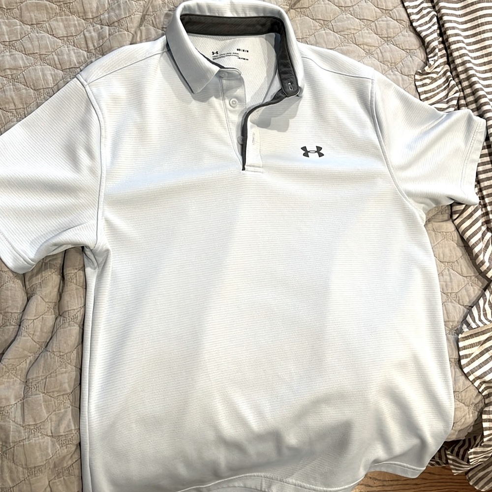 Under Armour HeatGear polo, light blue, medium, great condition